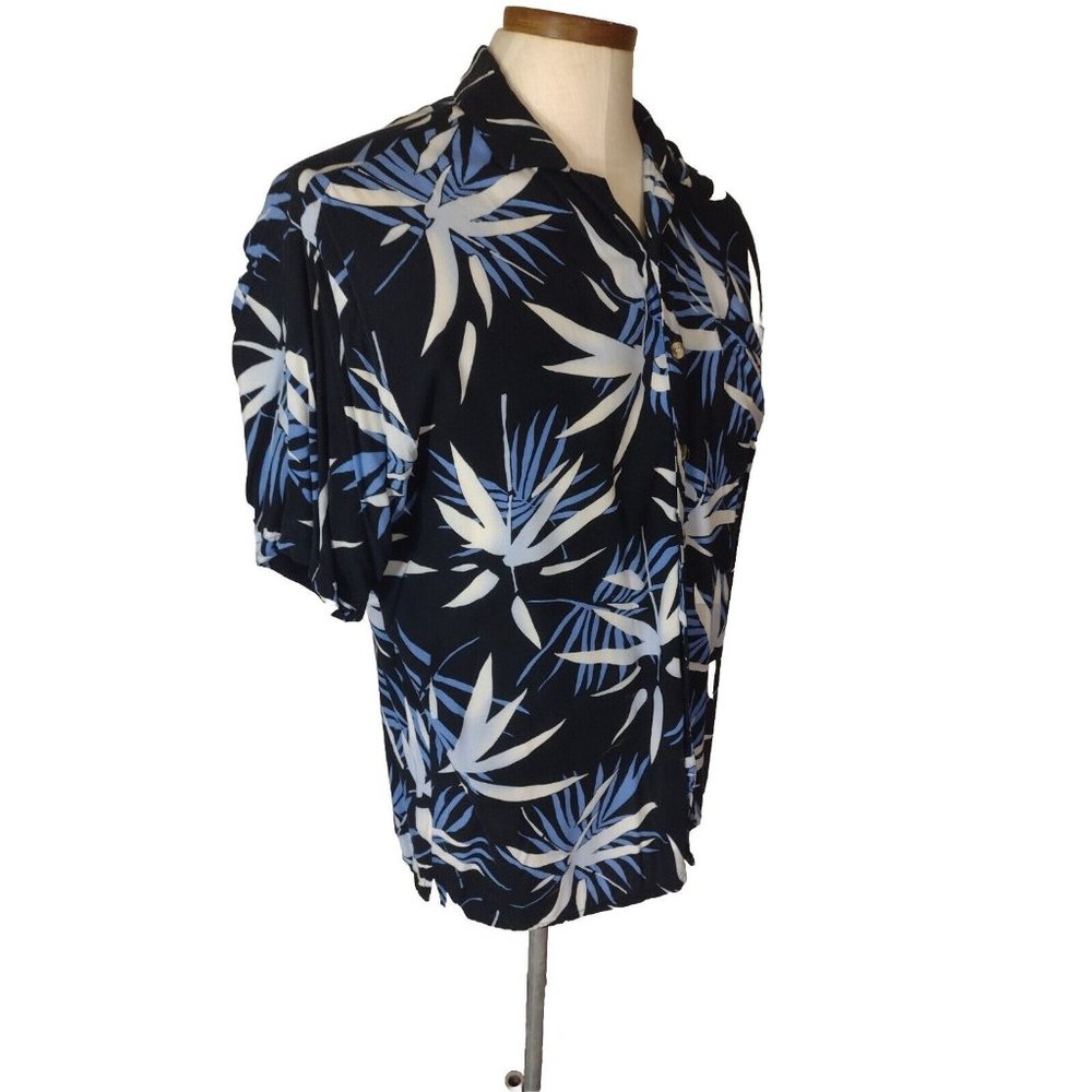 Large / (Lg) Blue, Hawaiian, Aloha, Floral Men's Short Sleeve Shirt  **V G Cond.